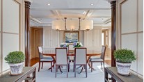 Main Deck Dining Area on superyacht Calliope - Interior by Rhoades Young Design